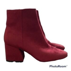 Bootie Boots Topshop Women vibrant Suede RED Size 37 or 6.5